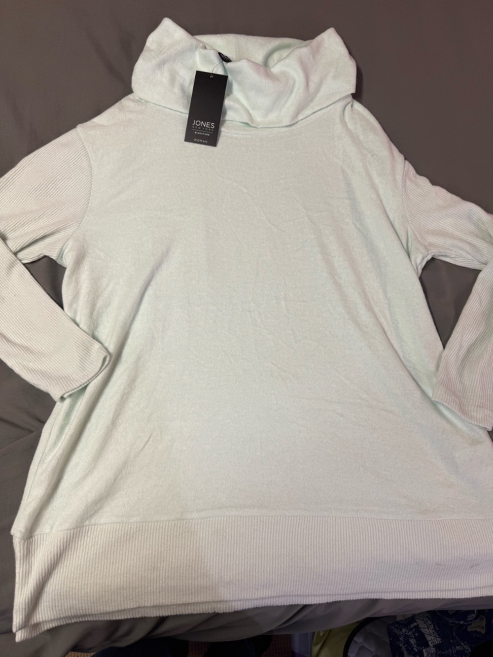 NWT 2X Jones New York Light Mint Cowl Neck Sweater